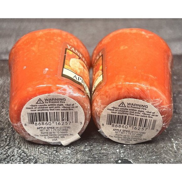 2 Yankee Candle VOTIVE CANDLES (1 PAIR) APPLE SPICE - Brand New  Sealed- HTF - Picture 2 of 4